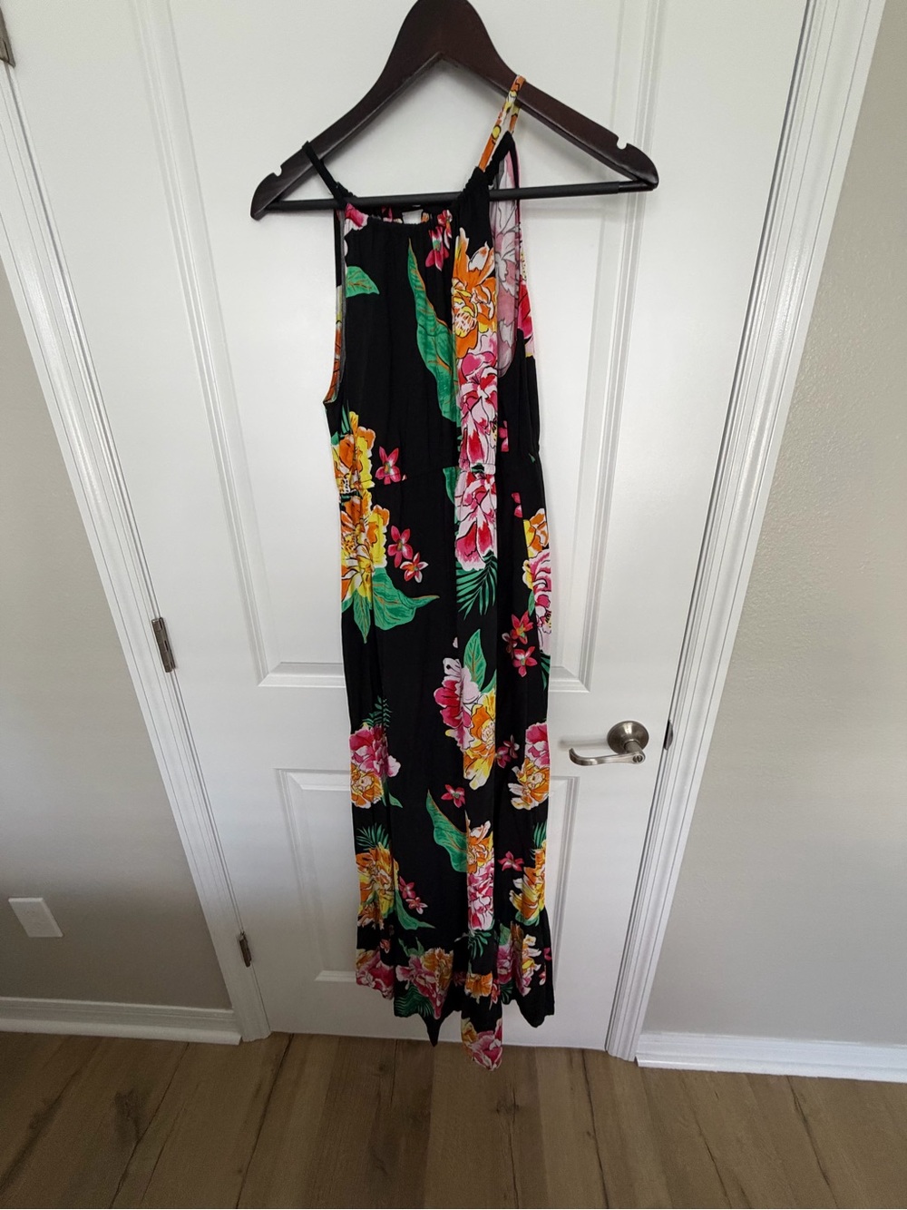 Old Navy Maternity Black Maxi Dress with Multicolor Floral Print